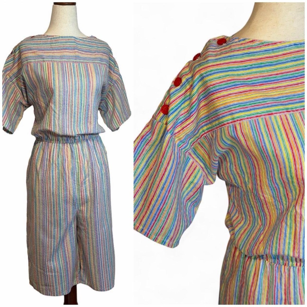 Vintage 80s Candy Stripe Romper